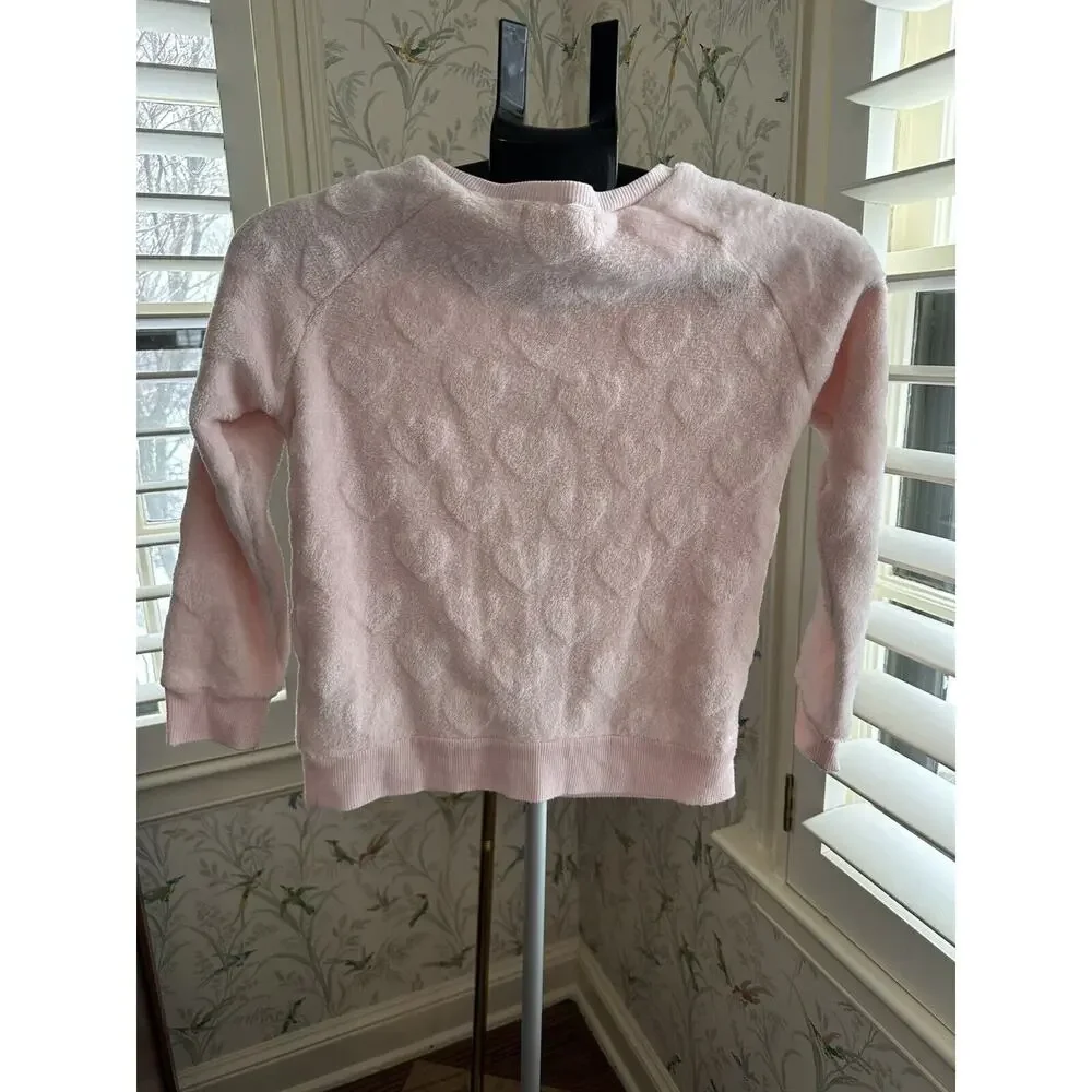 BCBG Girls Sleep Pajama Sweater Set Pink Hearts Small 7/8
